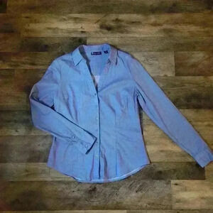 7th Avenue Design Studio Blue Longsleeve Buttondown Shirt